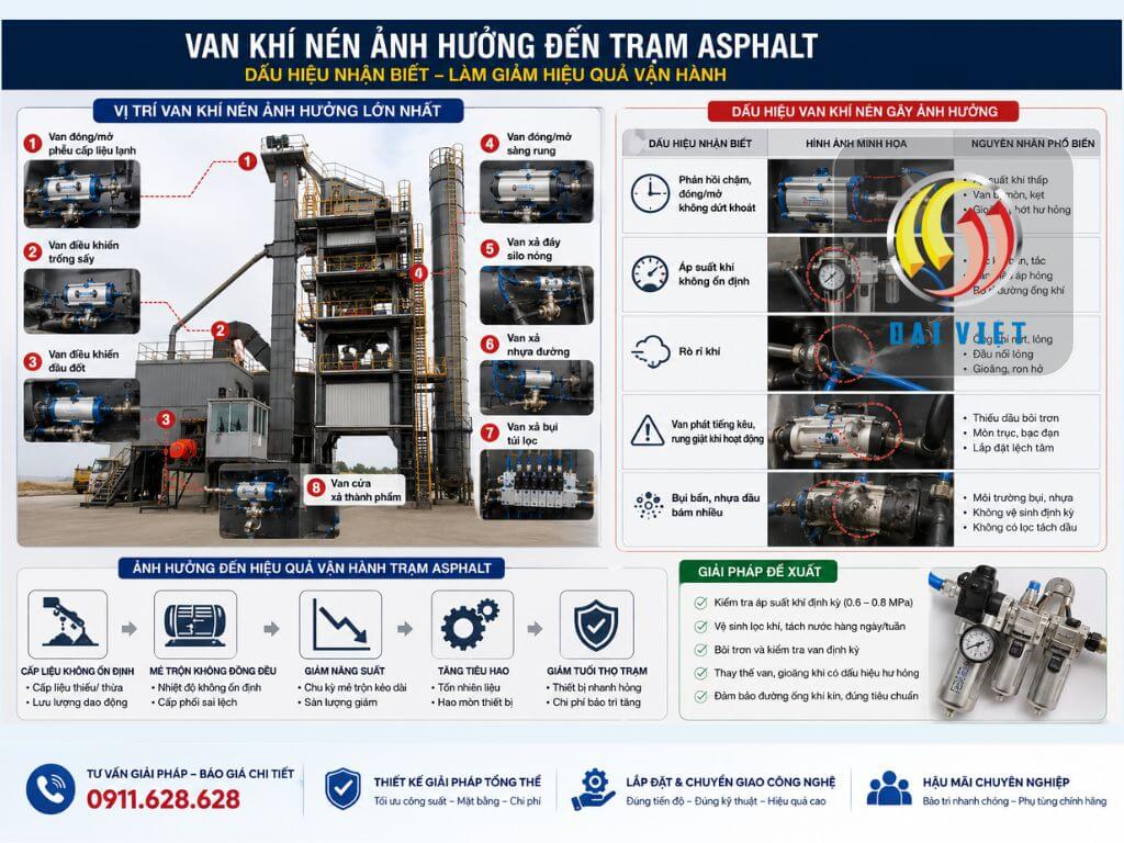 Hình ảnh ảnh hưởng của van khí nén đến trạm asphalt
