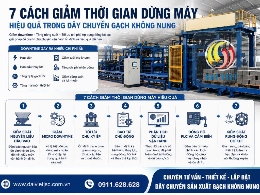 Cách giảm thời gian dừng máy trong dây chuyền gạch không nung