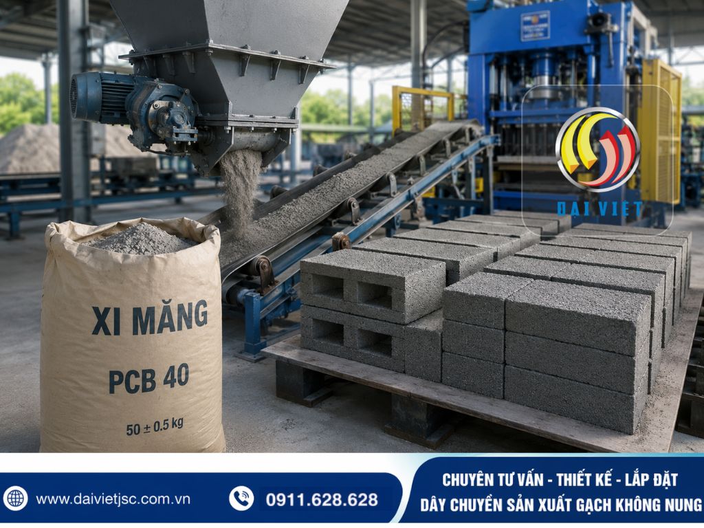 Hình ảnh cách kiểm soát tiêu hao xi măng trong nhà máy gạch không nung