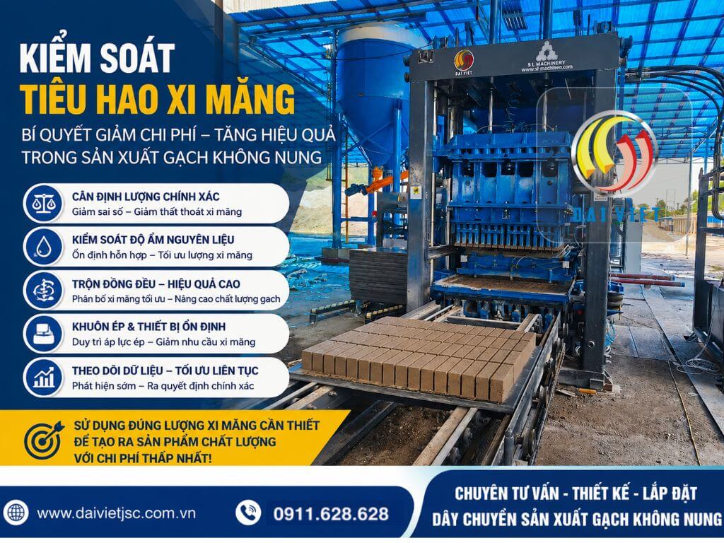 Cách kiểm soát tiêu hao xi măng trong sản xuất gạch không nung