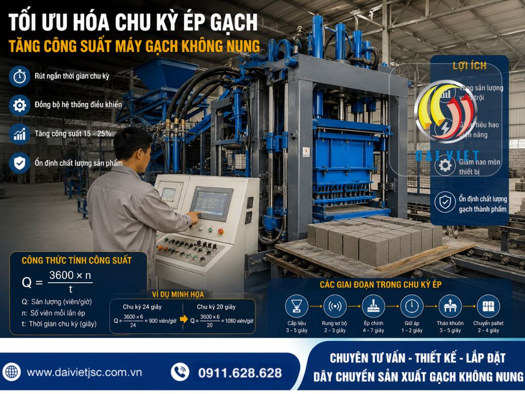Cách tối ưu hóa chu kỳ ép gạch để tăng công suất máy gạch không nung