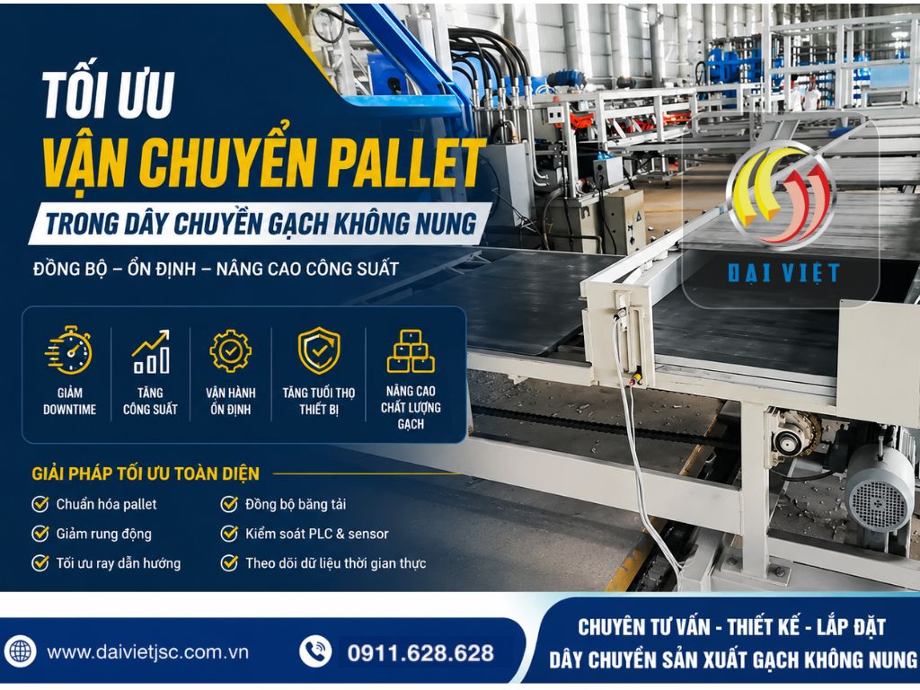 Hình ảnh cách tối ưu quy trình vận chuyển pallet trong dây chuyền gạch không nung