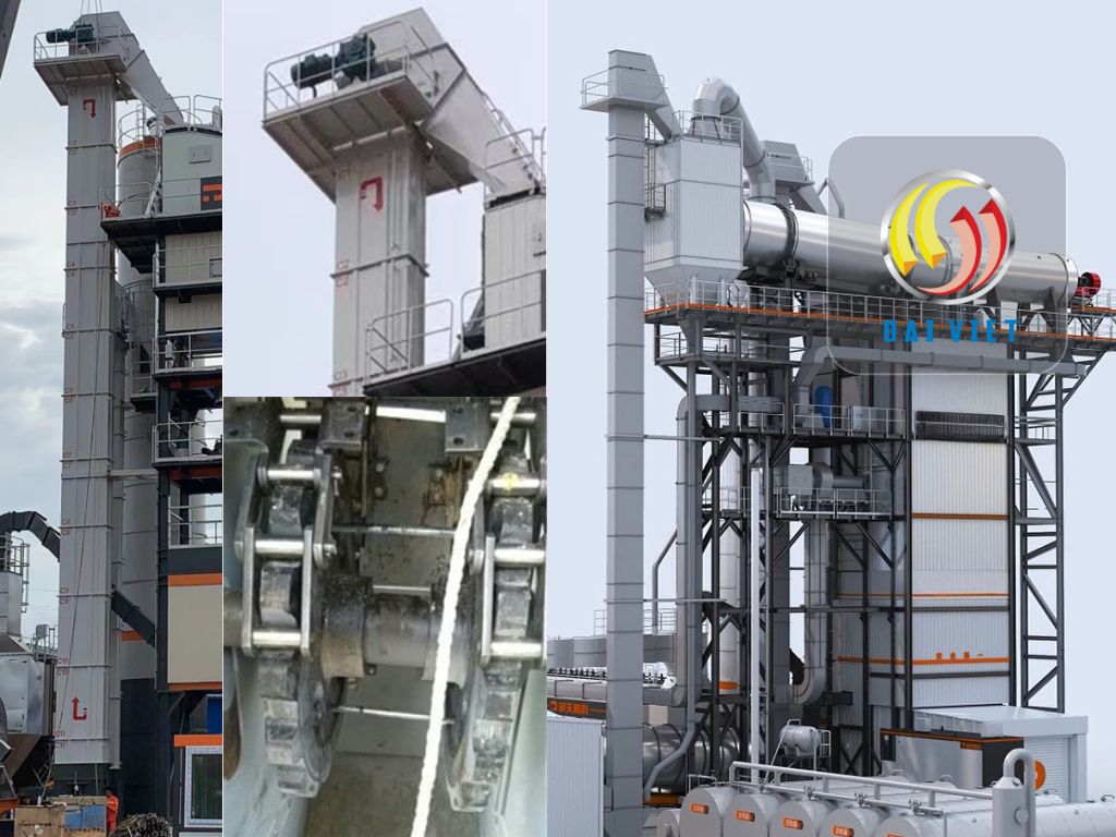 Hình ảnh cấu tạo hệ thống gầu tải trạm Asphalt bê tông nhựa nóng