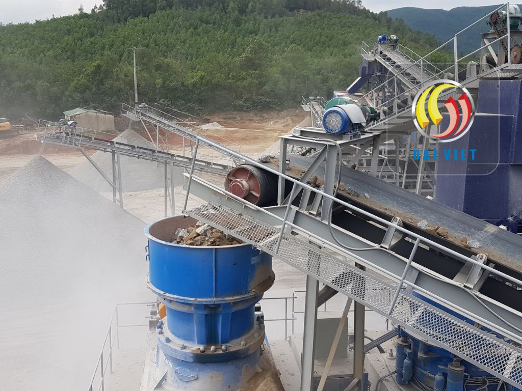 Hình ảnh cỡ đá đầu vào ảnh hưởng đến năng suất máy nghiền côn