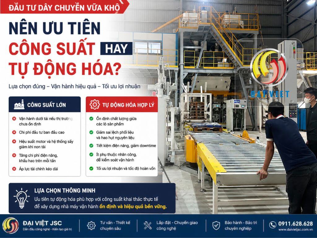 Đầu tư dây chuyền vữa khô nên ưu tiên công suất hay tự động hóa?