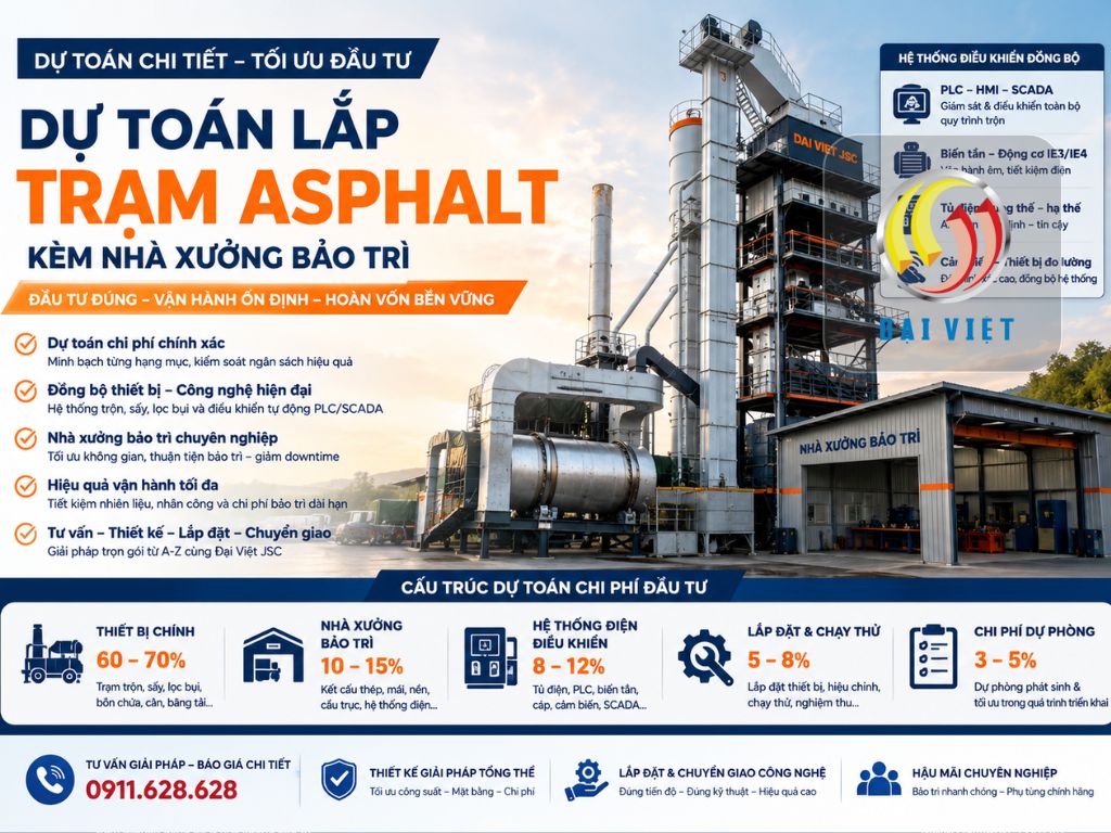 Dự toán lắp trạm asphalt kèm nhà xưởng bảo trì