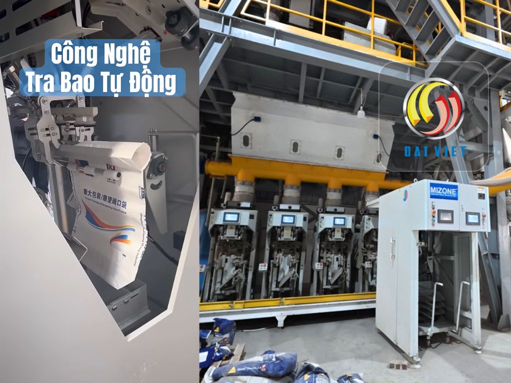 Hình ảnh máy đóng bao tự động hoàn toàn vữa khô và keo dán gạch