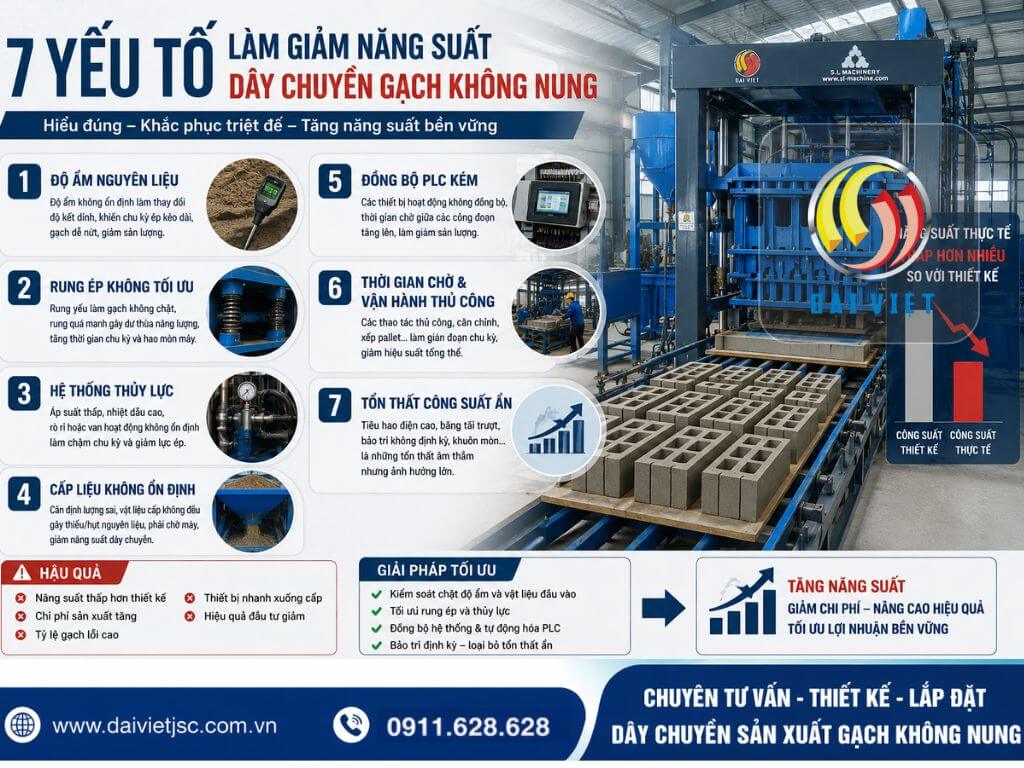 Những yếu tố làm giảm năng suất dây chuyền gạch không nung