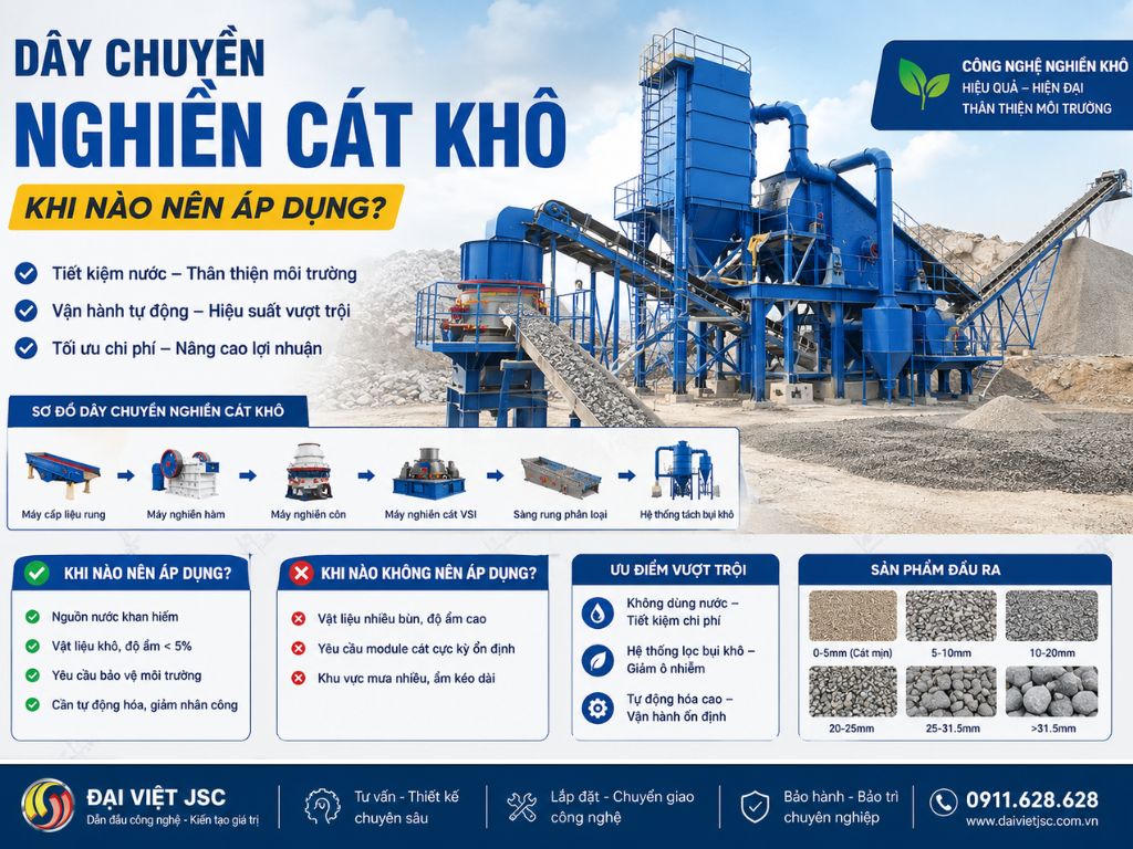 Hình ảnh Phương án dây chuyền nghiền cát khô khi nào áp dụng?