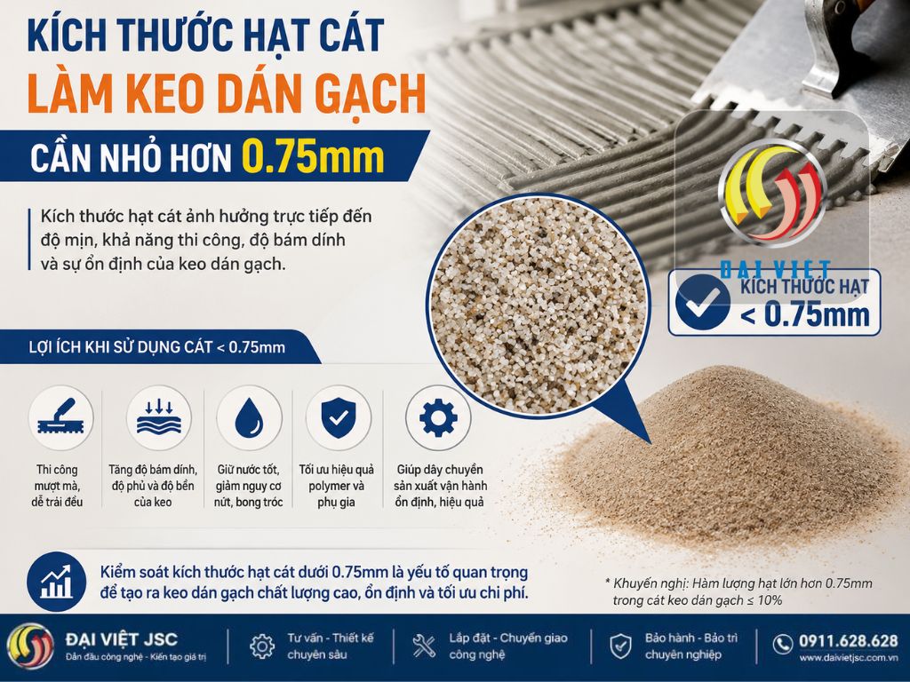 Tại sao cát keo dán gạch cần kích thước dưới 0.75mm?