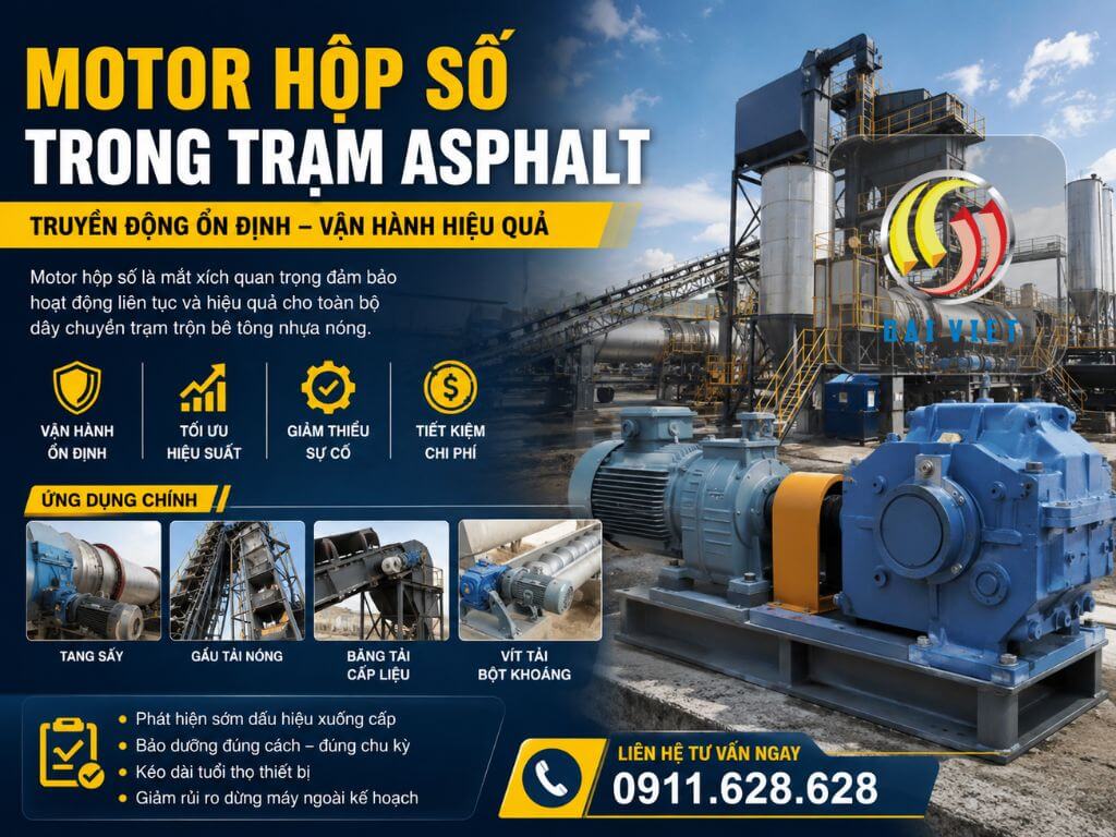 Tìm hiểu: Motor hộp số trong trạm asphalt