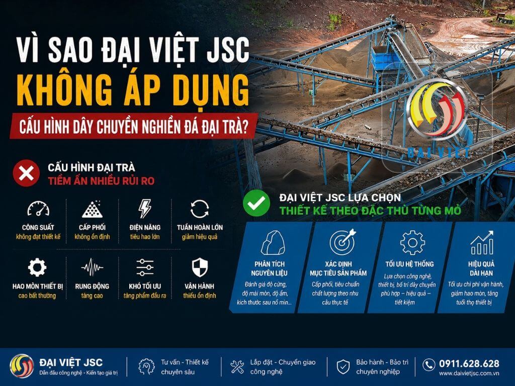 Vì sao Đại Việt JSC không áp dụng cấu hình dây chuyền nghiền đá đại trà?