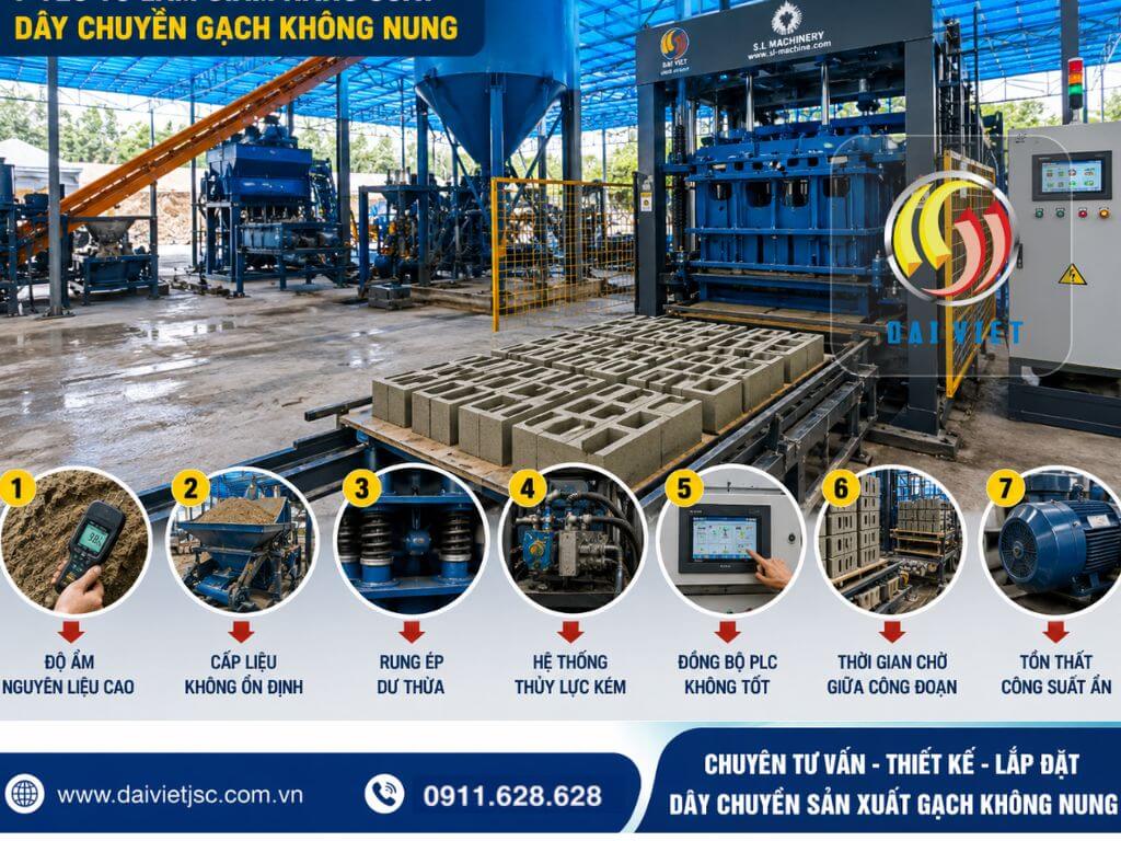 Hình ảnh các yếu tố ảnh hưởng đến năng suất dây chuyền gạch không nung