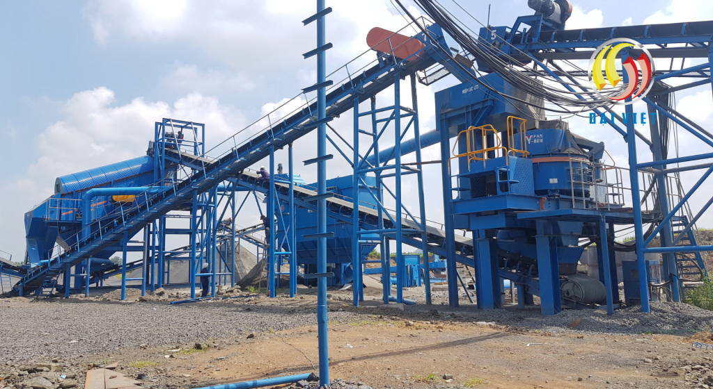 Dây chuyền nghiền đá - nghiền cát nhân tạo thu bụi khô