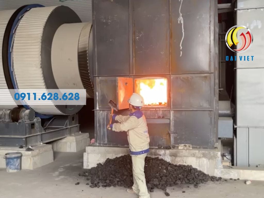 Hình ảnh lò đốt thủ công cho tang sấy cát làm vữa khô