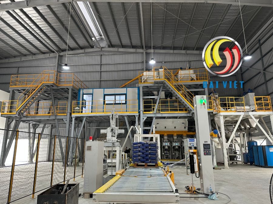 Hình ảnh dây chuyền sản xuất vữa keo Đông Anh