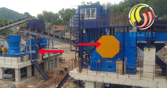 Hình ảnh so sánh máy nghiền hàm và máy nghiền côn